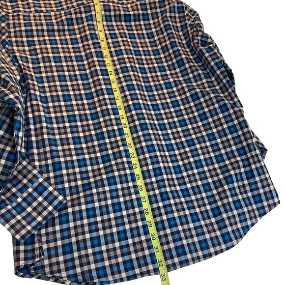 Bachrach Mens Size XL Long Sleeve Button Up Check Blue Shirt 100% Cotton - Picture 5 of 9